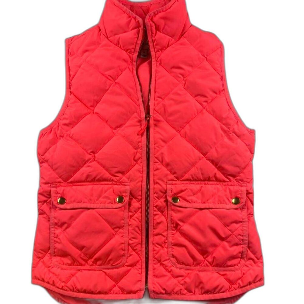 J.Crew Burgundy Quilted Vest Women’s XS Full Zip Puffer Pockets Preppy - Picture 2 of 4